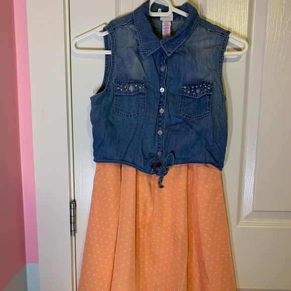 🛍 Retro dress with attached jean vest - Picture 2 of 12